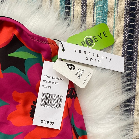 Sanctuary One-Piece Swimsuit - multicolor printed one shoulder size x small - Picture 7 of 8